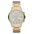 Emporio Armani Renato AR11332 Men's Chronograph Watch – 43mm Cream Dial Gold-Tone Steel