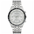 Emporio Armani Tazio AR6073 Men's Chronograph Watch – 46mm Silver Dial Steel Bracelet