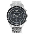 Emporio Armani Tazio AR5988 Men's Chronograph Watch – 46mm Black Dial Silver Steel Bracelet