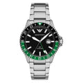 Emporio Armani World Explorer AR11589 GMT Watch – 42mm Black Dial Stainless Steel Bracelet