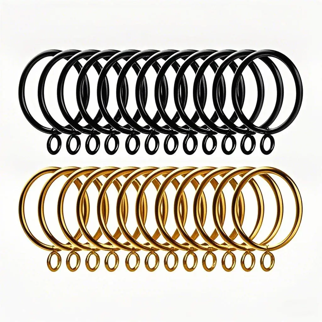 Rod Eyelets Rings (Pack of 12) - 1 1/2 inches / Black