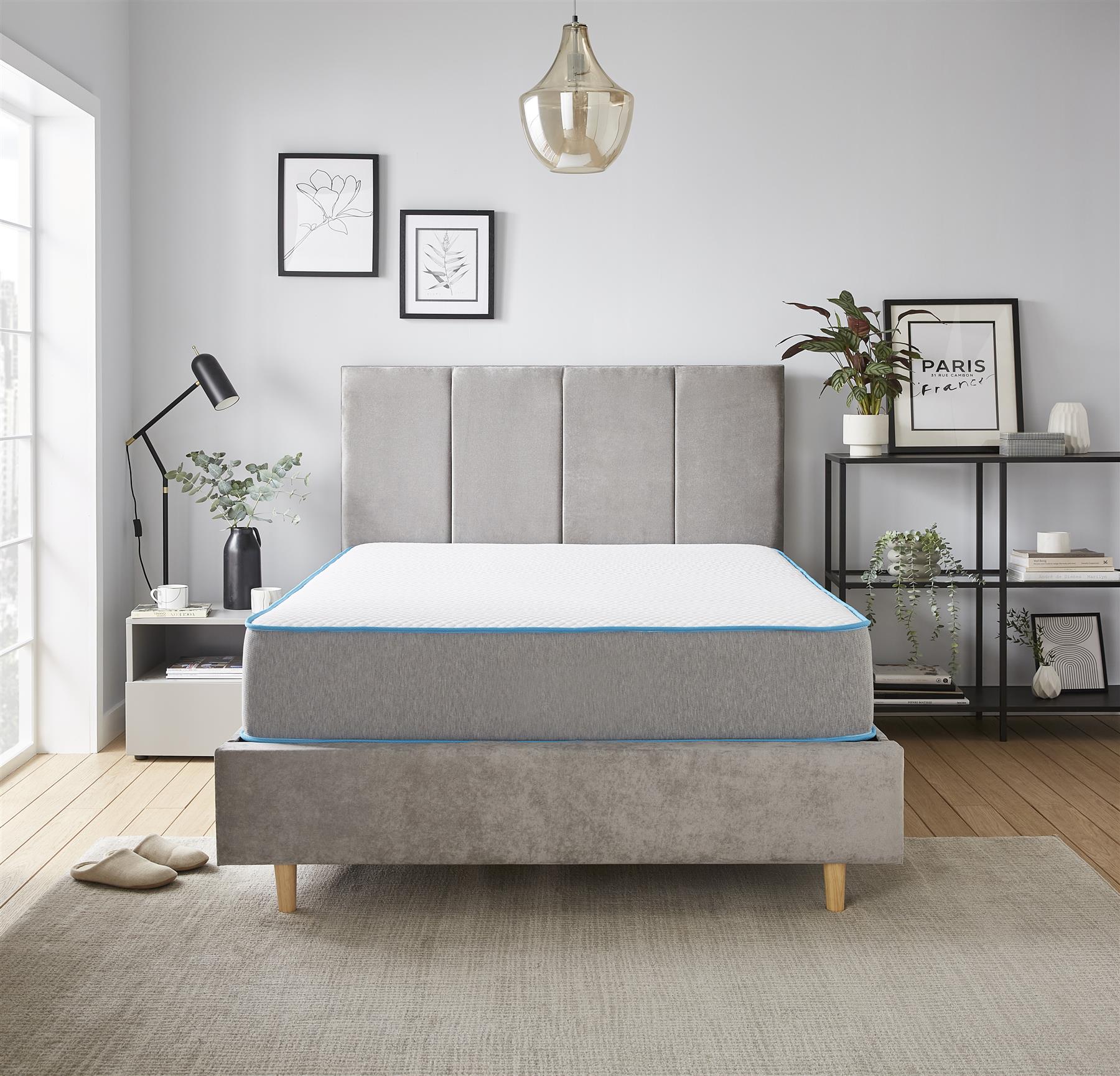 Cielo Open Coil Spring Memory Foam Deep Quilted Sprung Mattress - 5ft King Mattress Size Mattress (150cm x 200cm)