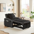 Sleeper Sofa Chair Bed,  3 In 1 Convertible Sofa Chair With With Adjustable Backrest & Phone Holder & USB, Type-C, Adjustable Recliner, - Black