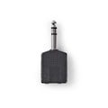 Nedis Stereo Audio Adapter | 6.35 mm Male | 2x 6.35 mm Female | Nickel Plated | Straight | ABS | Black | 10 pcs | Envelope
