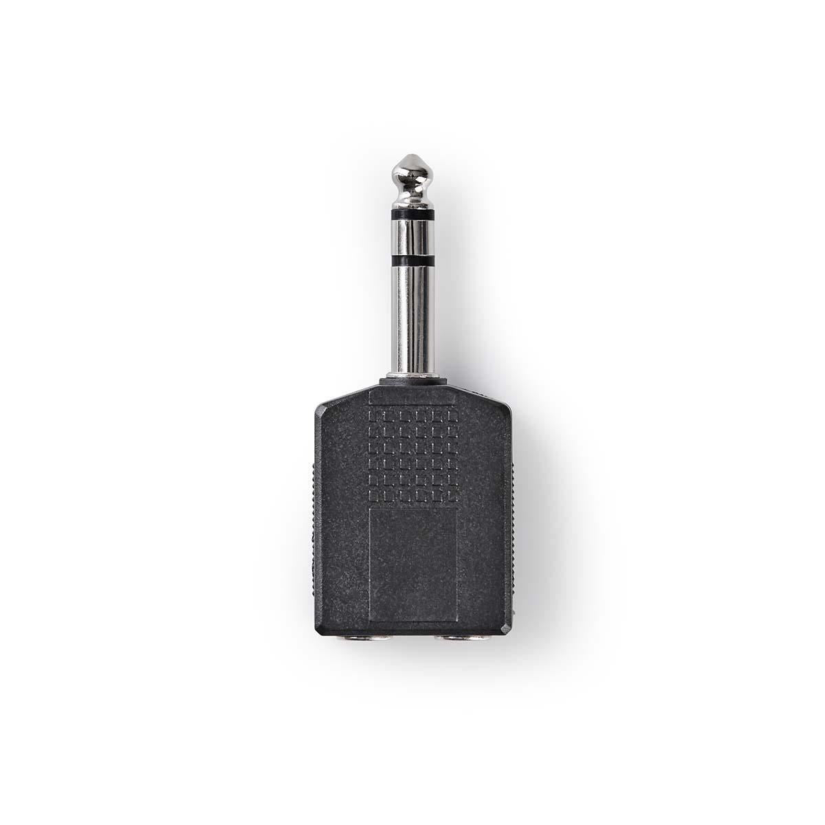 Nedis Stereo Audio Adapter | 6.35 mm Male | 2x 6.35 mm Female | Nickel Plated | Straight | ABS | Black | 10 pcs | Envelope