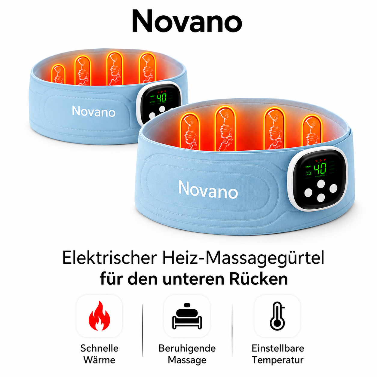 Novano Massagegürtel mit Wärme für Rücken & Bauch