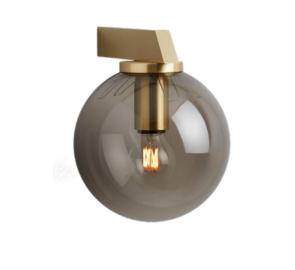 CTO Lighting Gaia - Flush - DALI-B Wall Light satin brass with matt opal glass