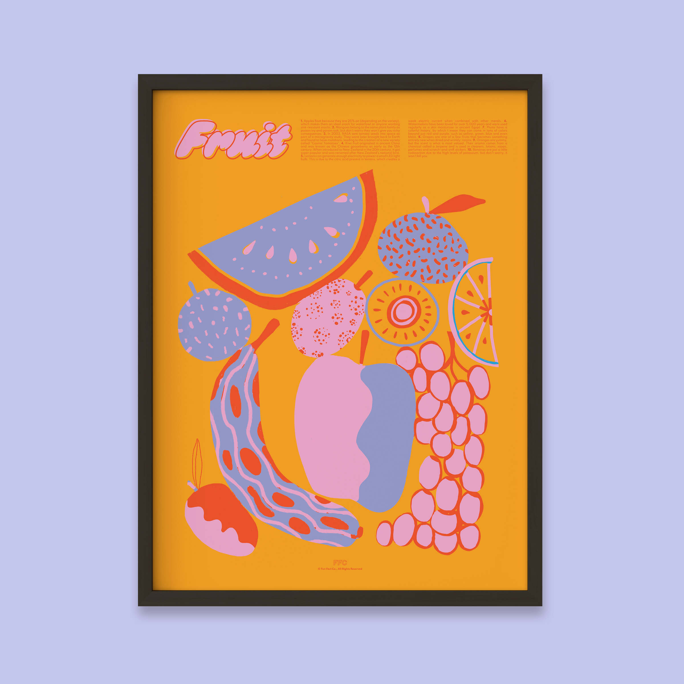 Fruit Fun Facts Print - 18x24" / Black Frame