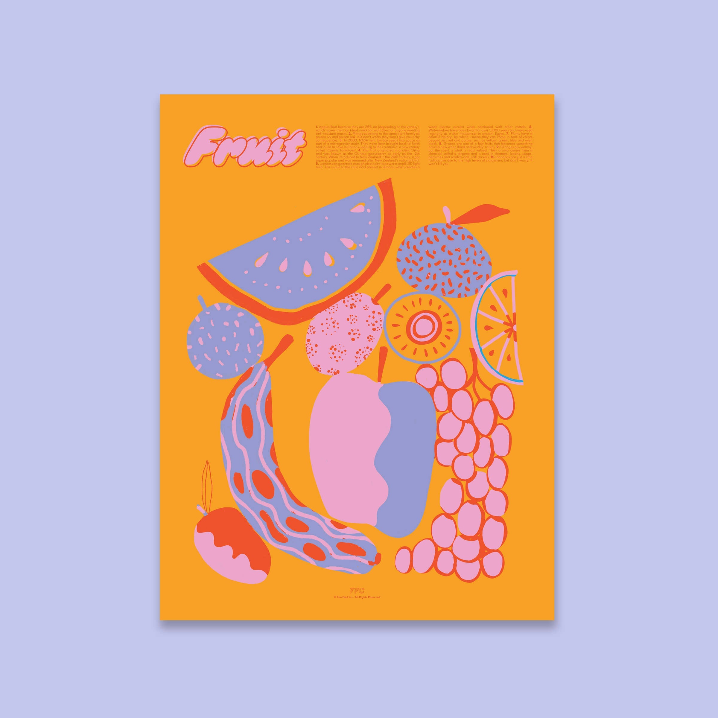Fruit Fun Facts Print - 24x36" / Unframed