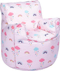 Printed Bean Bag Chair Kids Indoor Childrens Bean Bags Highback Pouffes - Rainbow