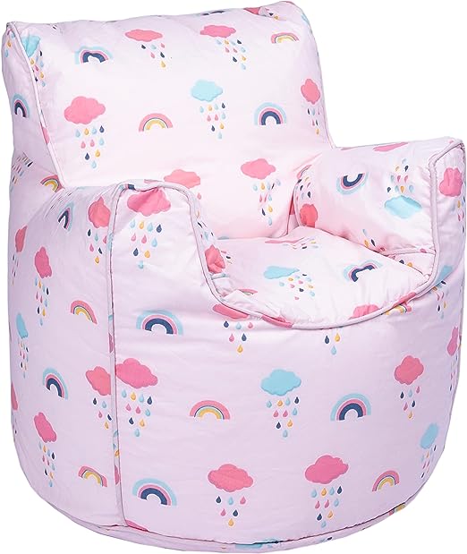 Printed Bean Bag Chair Kids Indoor Childrens Bean Bags Highback Pouffes - Rainbow