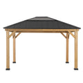 BRURI Cedar Wood Gazebo - 336cm x 394cm - Anthracite
