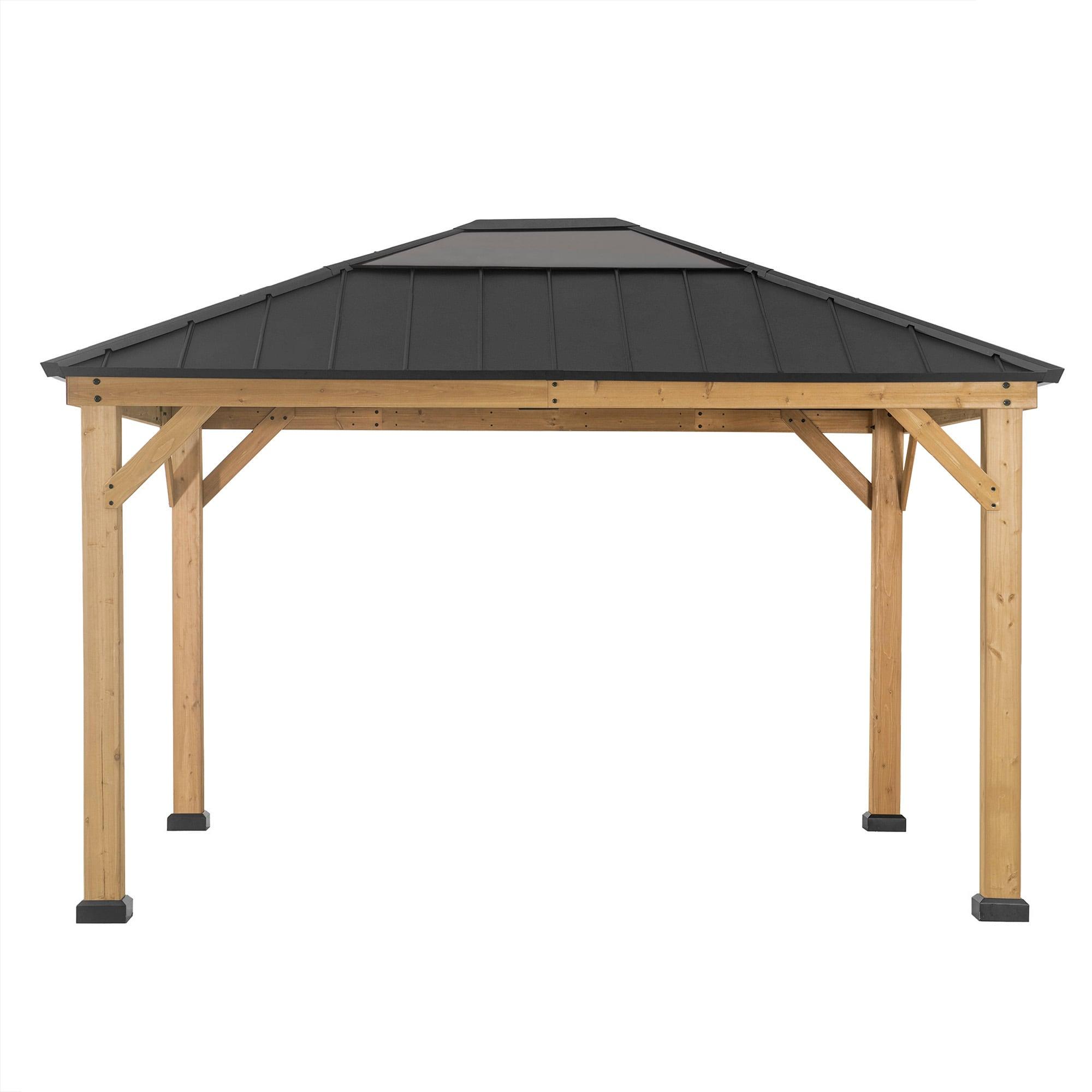 BRURI Cedar Wood Gazebo - 336cm x 394cm - Anthracite