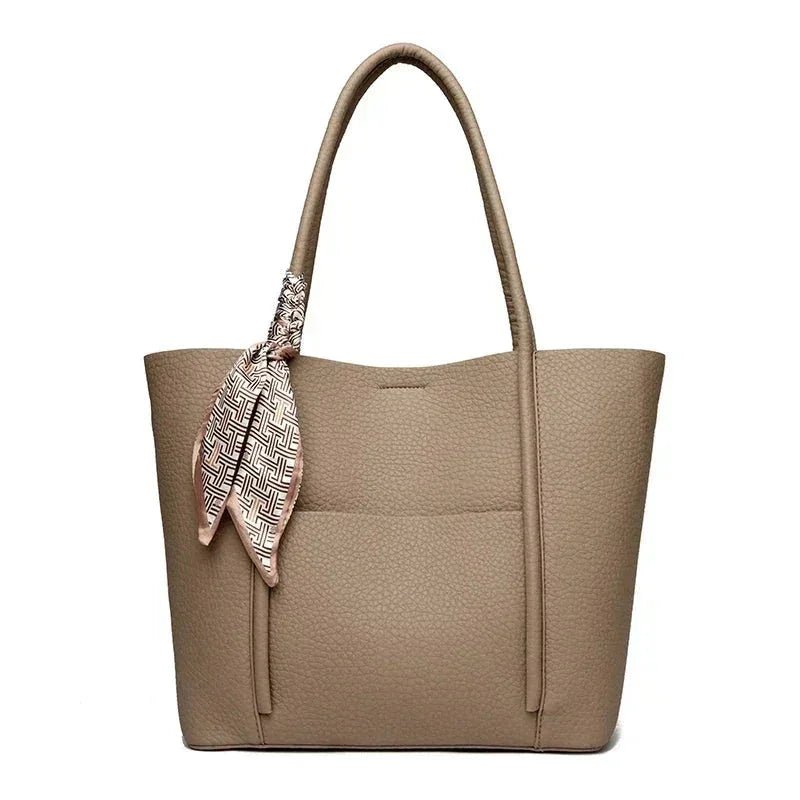 Genuine Soft Leather Tote Bag  | Large Capacity Vintage - khaki