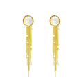 Gold Dangle Chain Baroque Pearl Earrings - Gold Vemail