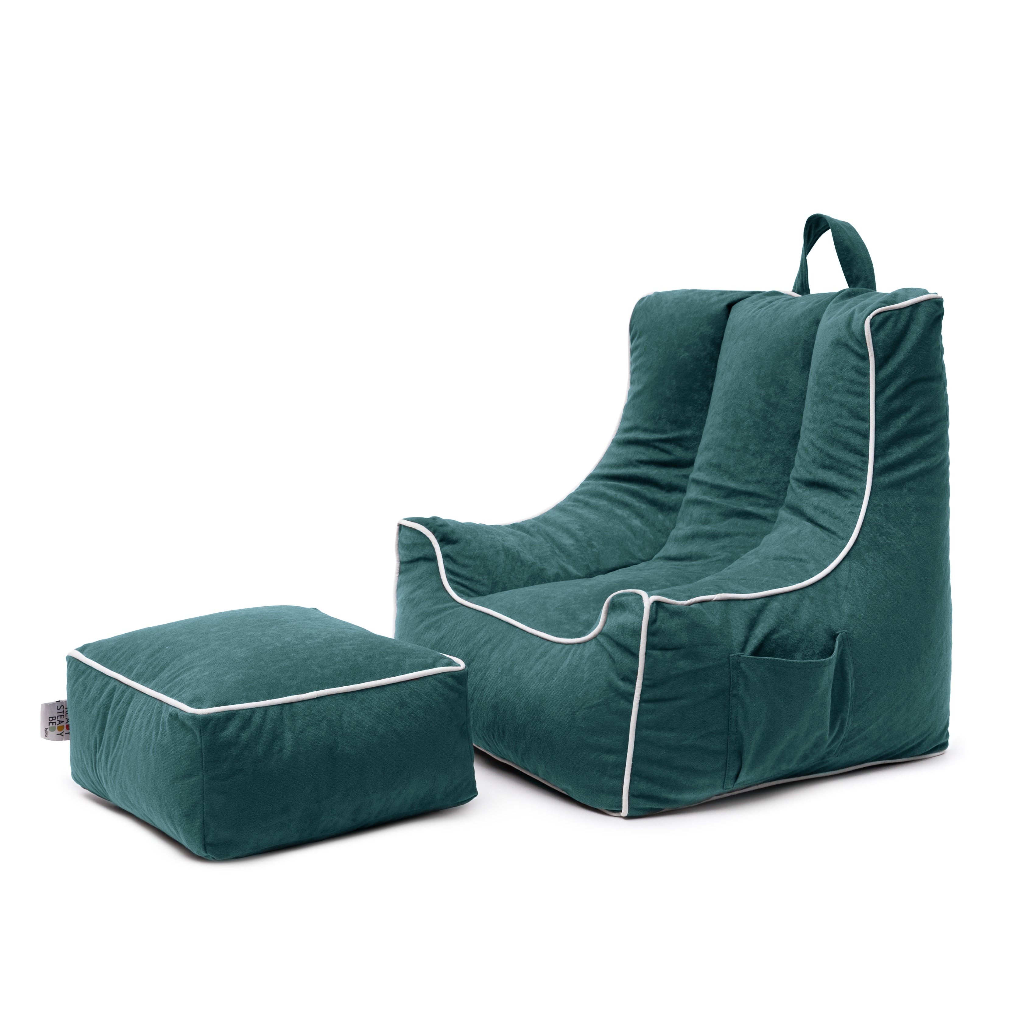 Kids Bean Bag Armchair with Footstool Indoor Beanbag Chair Gaming Kids Pouffes - Verona Bottle