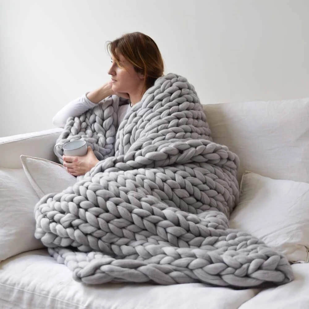 thick yarn blanket | thick yarn blanket - 32*32 inches / Grey