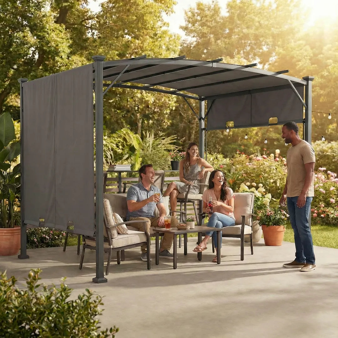 SUNJOY 3m x 2.7m Hot Tub Pergola with Retractable Roof