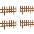 Outsunny Pack of 24 Wooden Border Fences, Garden Fixed Picket Fence for Lawn Edging, Flowerbed, 60L x 1D x 34H cm, Brown