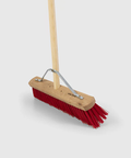 Traditional Wooden Platform Broom With Handle - Stiff - Red PVC / 130cm 44cm 7cm 1.5kg