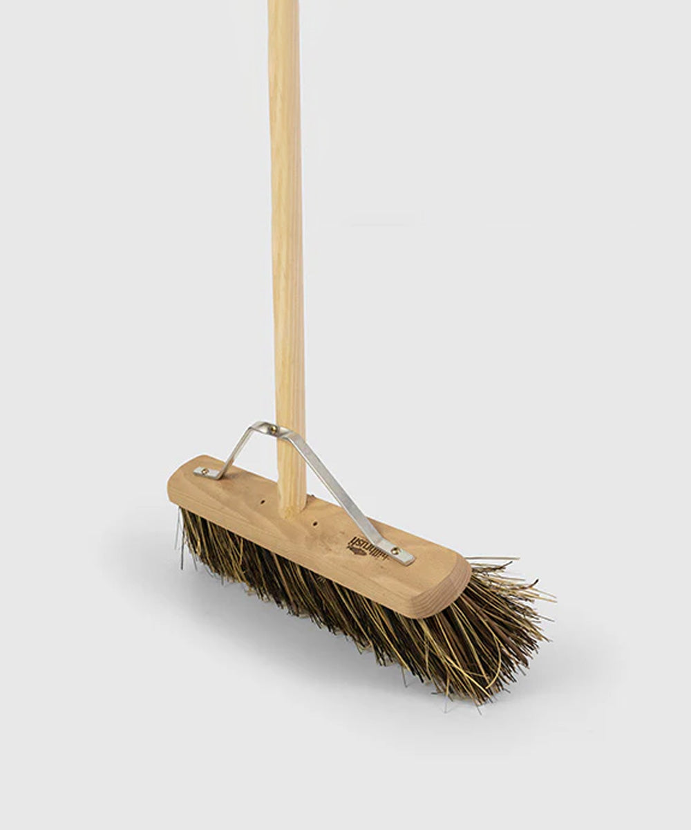 Traditional Wooden Platform Broom With Handle - Stiff - Broom Grass / 130cm 45cm 7cm 1.5kg