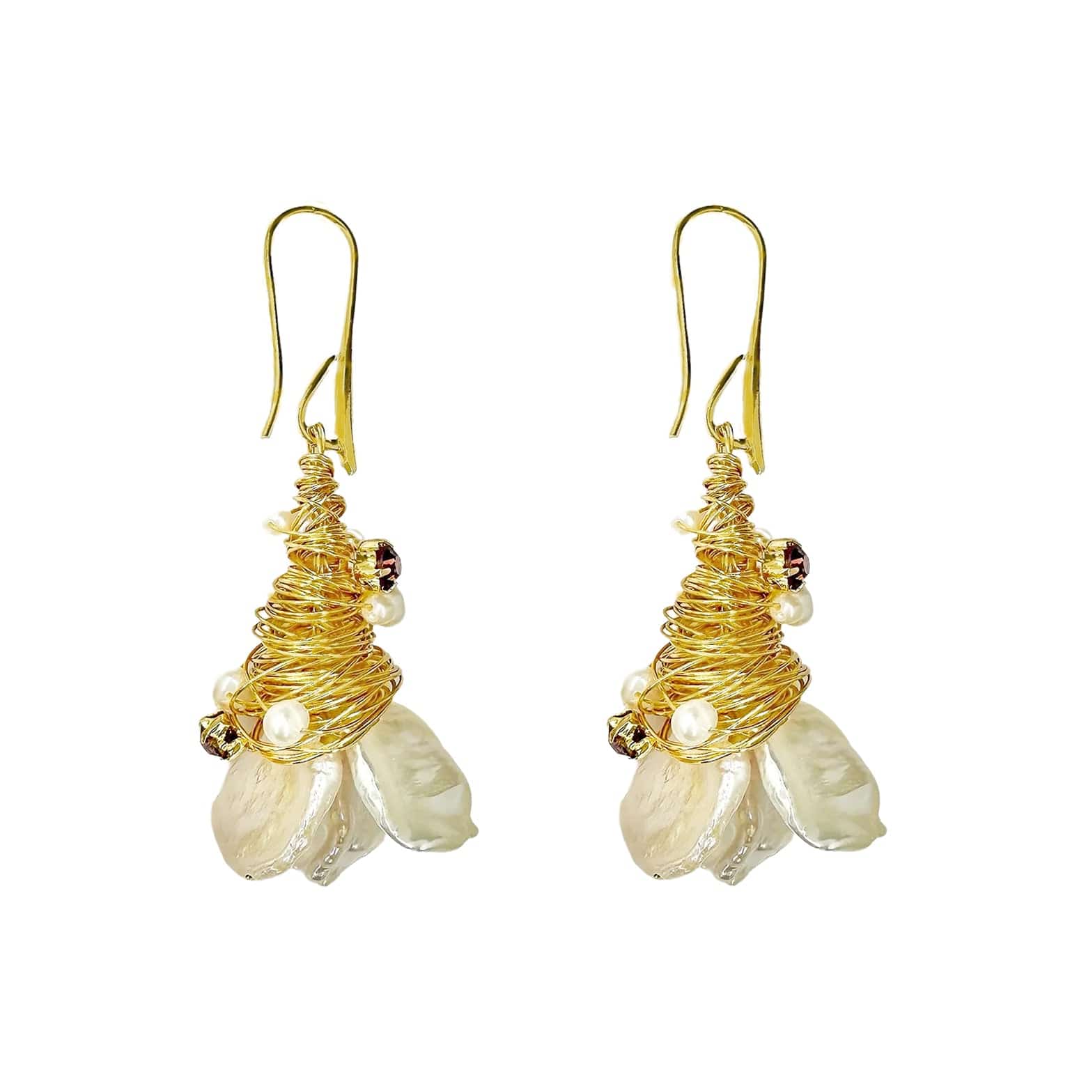 Handmade Baroque Pearl Earrings - Gold