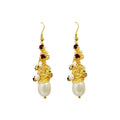 Handmade Gold Thread Wrapped Pearls Earrings - Gold