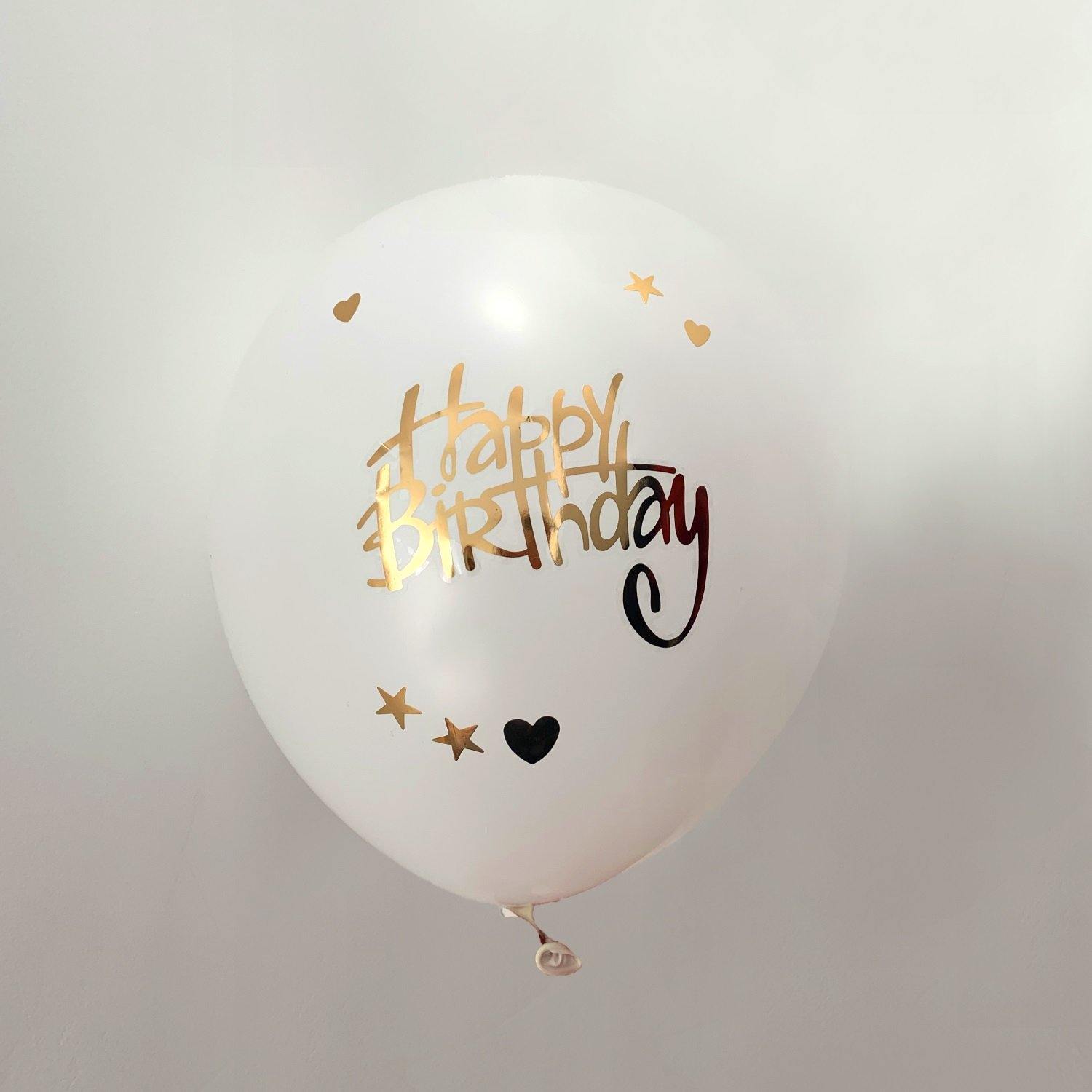 Happy Birthday - Ballon sticker Goud (10 stuks)