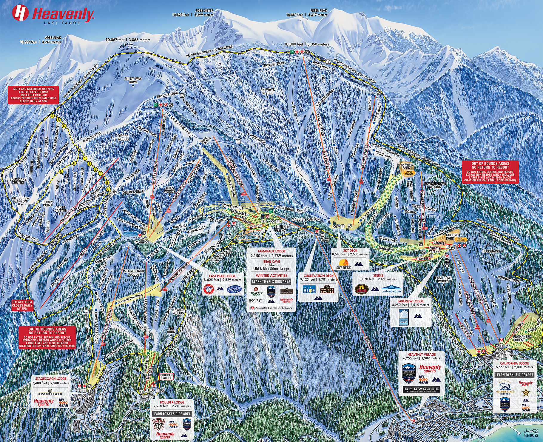 Heavenly Ski Map - Large (24in - Wide) / Tyvek (Engineered with DuPont Tyvek material is tear-resistant)