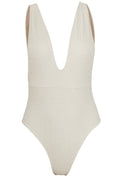 Helena Deep Plunge Swimsuit in Platinum - Small