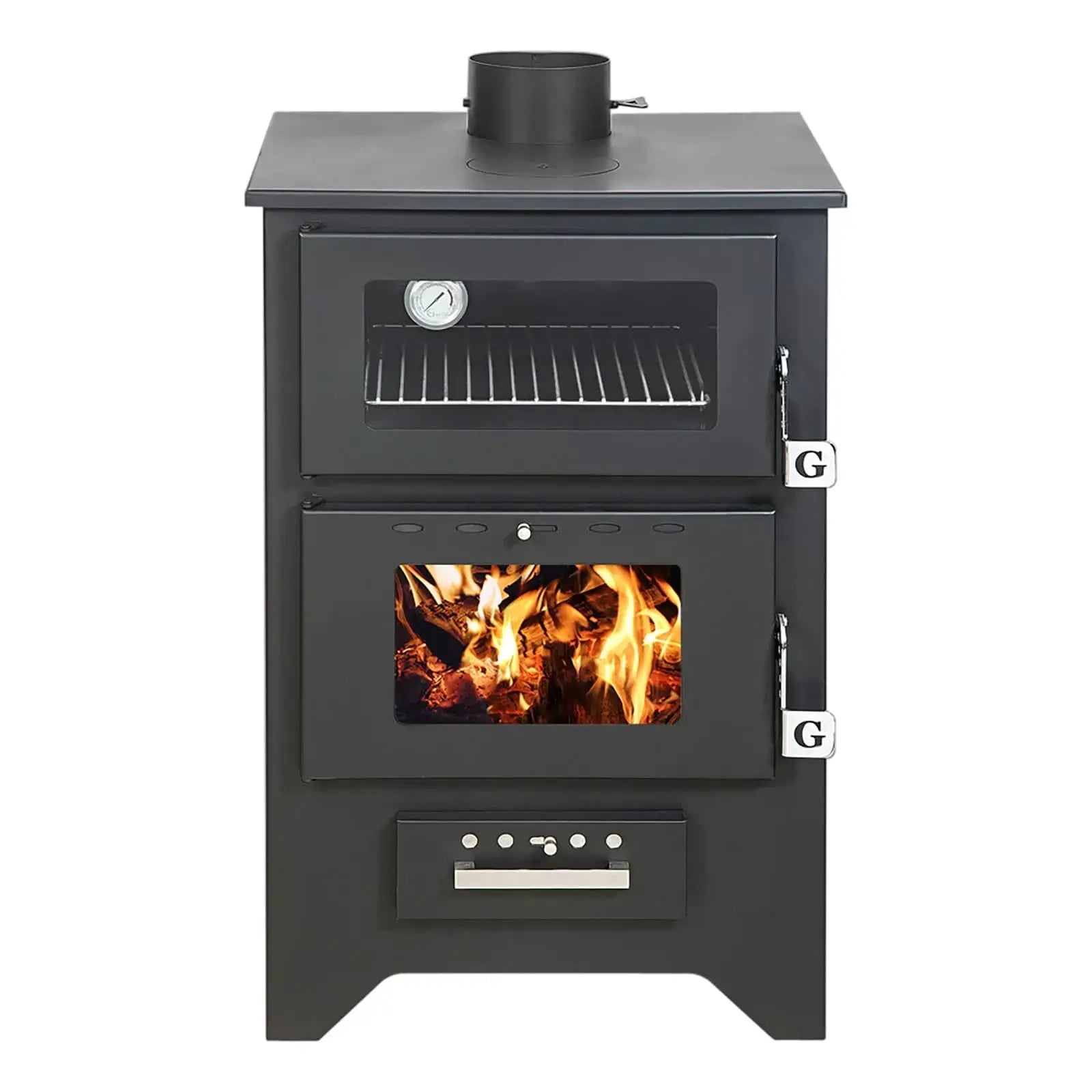 Holzofen mit Pizzafach / Backfach mit 14.8 kW, bis zu 150m² Wohnfläche