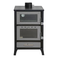 Holzofen mit Pizzafach / Backfach mit 22 kW, bis zu 200m² Wohnfläche - Silber