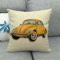 Housse de Coussin Décoratif Motif VW Coccinelle Jaune Rétro - 7 / 40x40cm