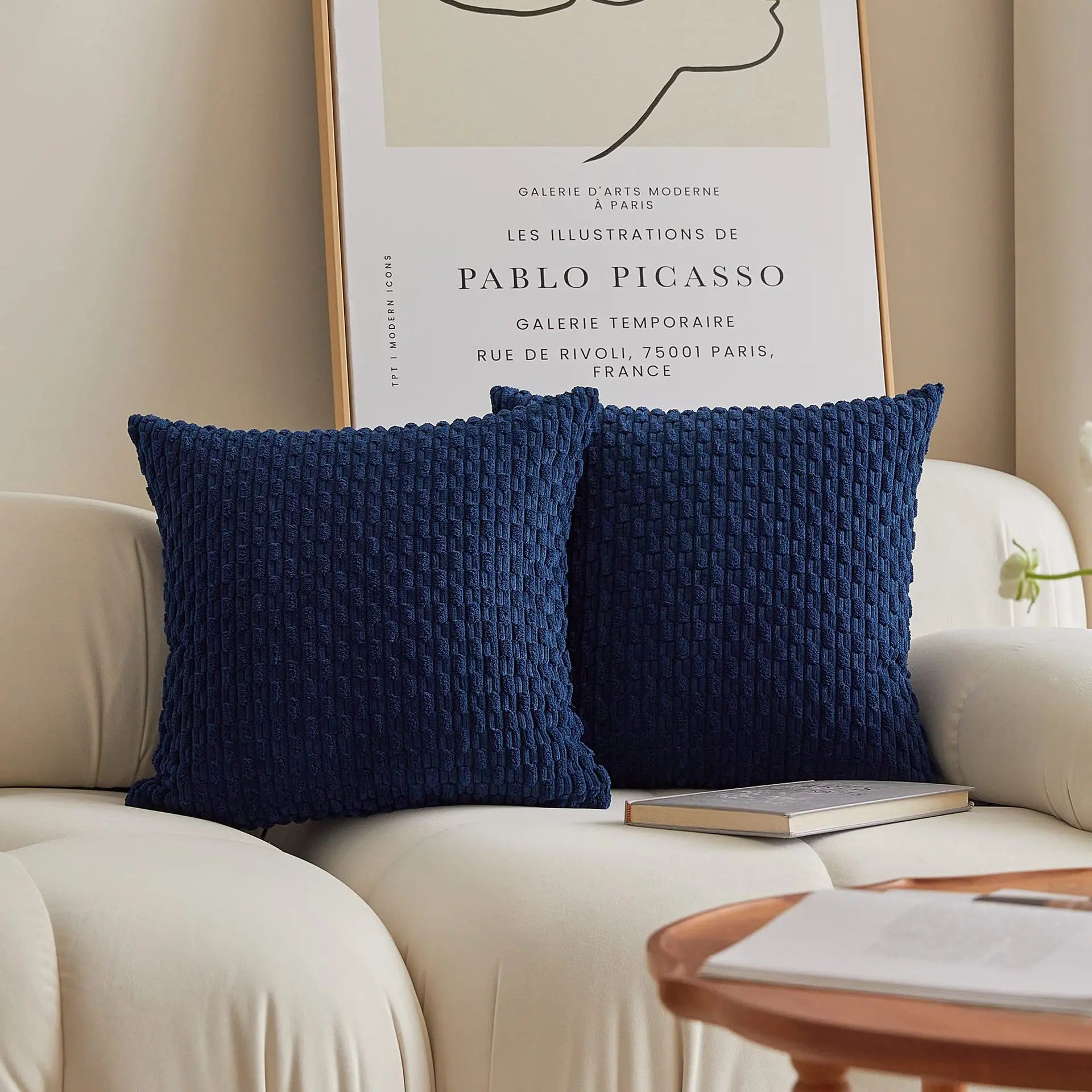 Housse de Coussin Décorative Bleu Marine - Bleu / 40x40CM