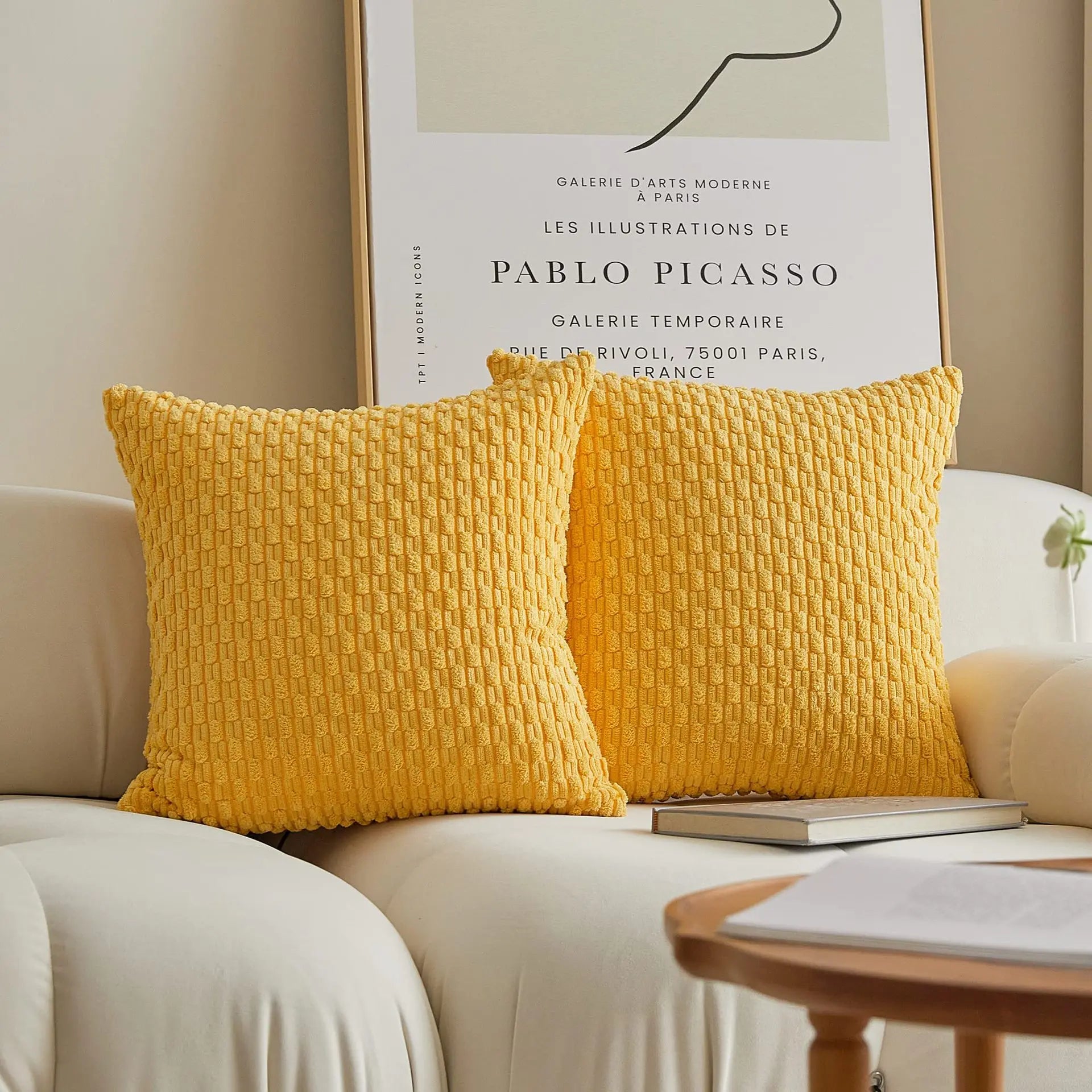 Housse de Coussin Décorative Jaune - Jaune / 40x40CM