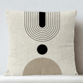 Housse de Coussin Décorative Motif à Cercle Demie Lune et Ligne - 4 / 35x35cm