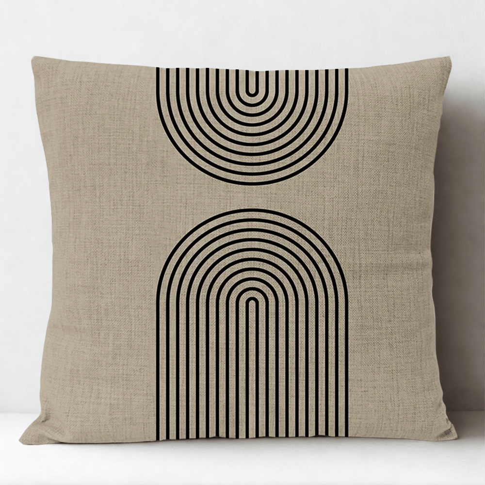Housse de Coussin Décorative Motif à Ligne avec Arrondi - 5 / 35x35cm