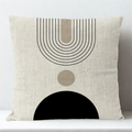Housse de Coussin Décorative Motif à Ligne Cercle et Demie Lune - 6 / 35x35cm