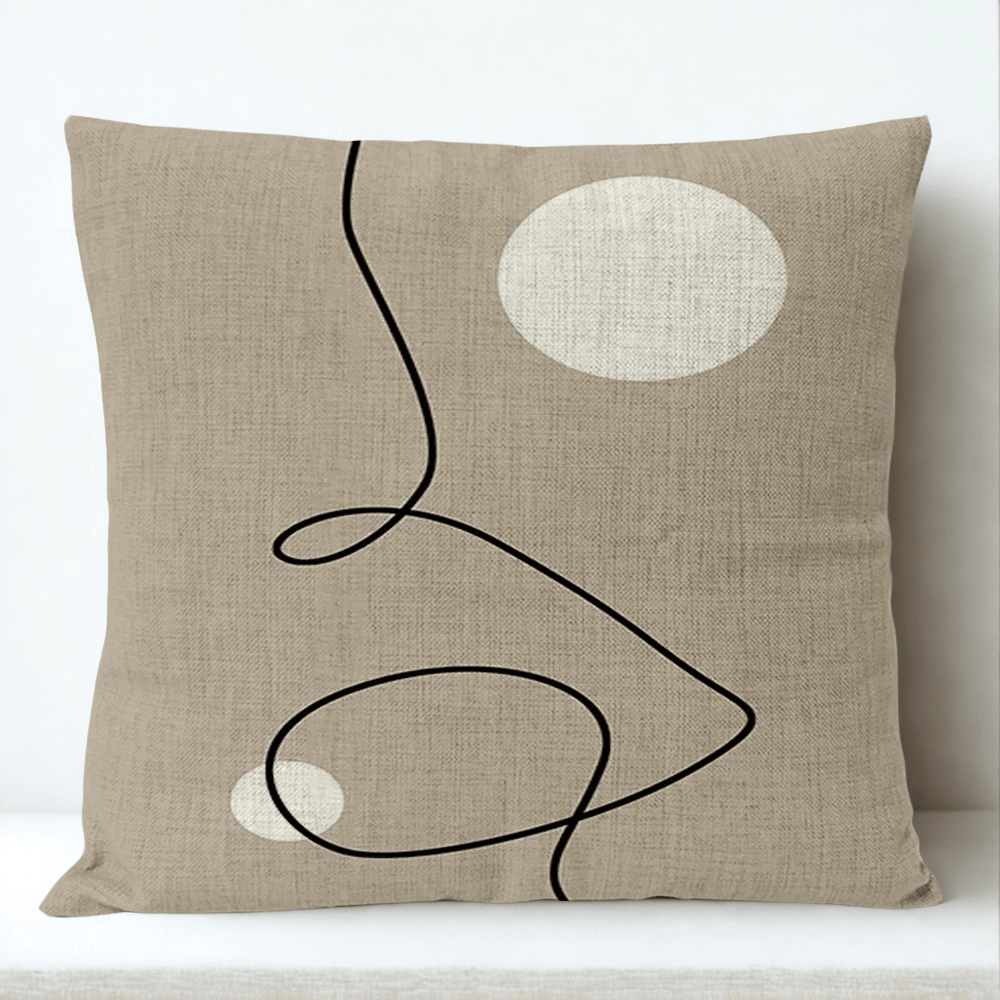 Housse de Coussin Décorative Motif Cercle et Ligne - 3 / 35x35cm