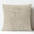 Housse de Coussin Décorative Motif Féminine - 17 / 35x35cm