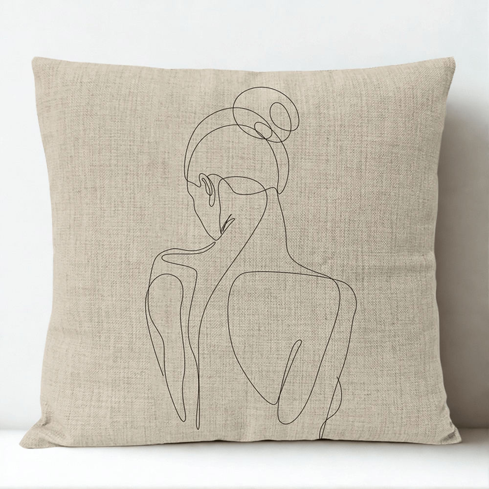 Housse de Coussin Décorative Motif Féminine - 17 / 35x35cm