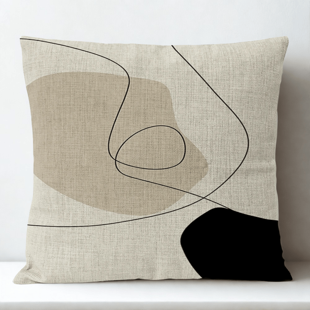 Housse de Coussin Décorative Motif Tache et Ligne - 16 / 35x35cm