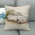 Housse de Coussin Décorative Motif VW Coccinelle Blanche Rétro - 4 / 40x40cm