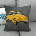 Housse de Coussin Décorative Motif VW Coccinelle Jaune Rétro - 13 / 40x40cm