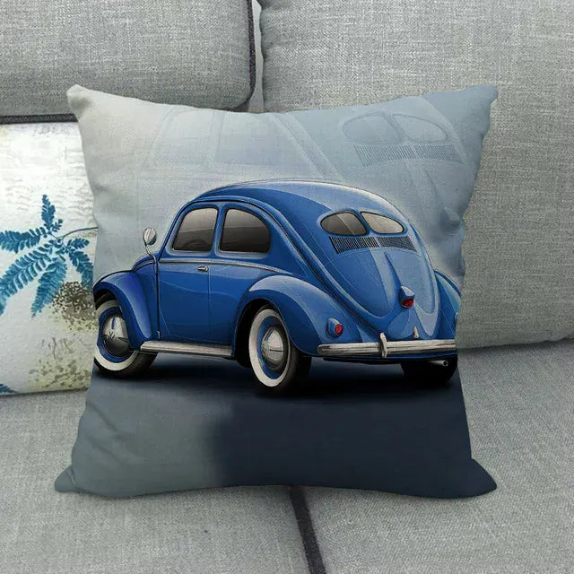 Housse de Coussin Décorative Motif VW Coccinelle Rétro Vue Arrière - 8 / 40x40cm