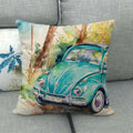 Housse de Coussin Décorative Motif VW Coccinelle Turquoise - 11 / 40x40cm