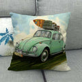 Housse de Coussin Décorative Motif VW Coccinelle Voyage Surf & Bagages - 6 / 40x40cm