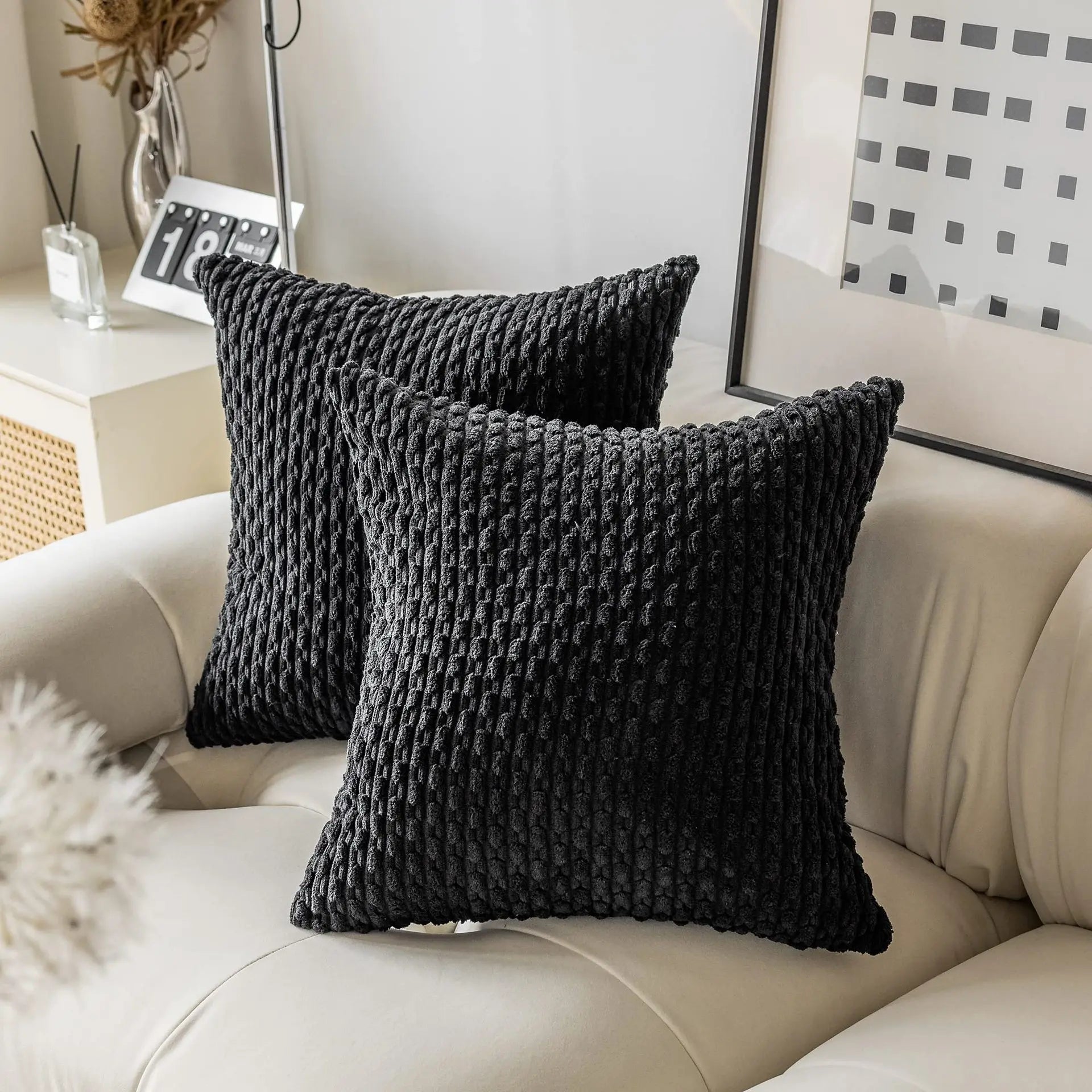 Housse de Coussin Décorative Noir - Noir / 40x40CM