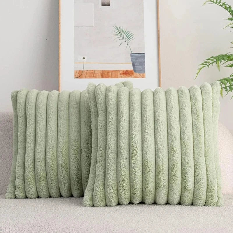 Housse de Coussin en Fausse Fourrure de Lapin Vert - Vert