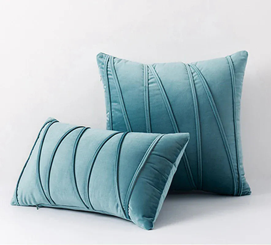Housse de Coussin en Velours à Ligne Bleu Ciel - Bleu / 30x50cm 1pcs cover